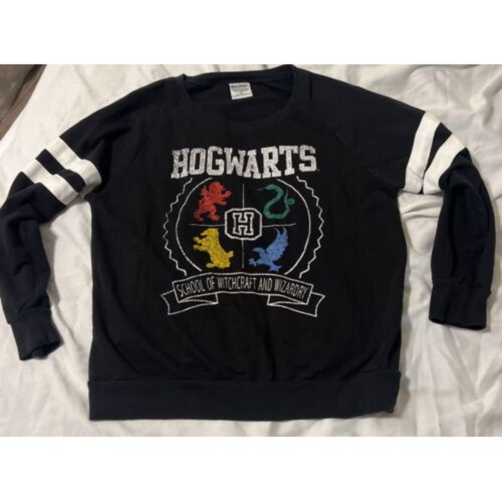 Harry Potter Hogwarts Sweater Youth XL Black Long Sleeve All 4 Houses